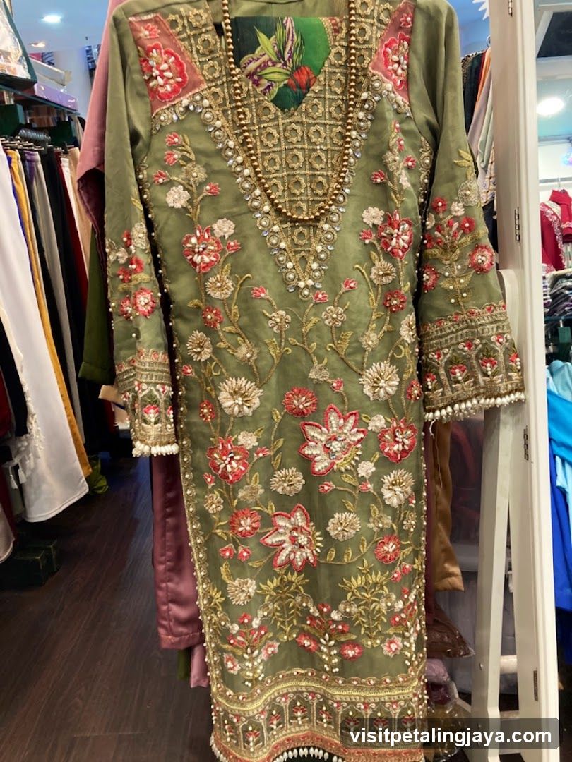 Embroidered Green Kurti