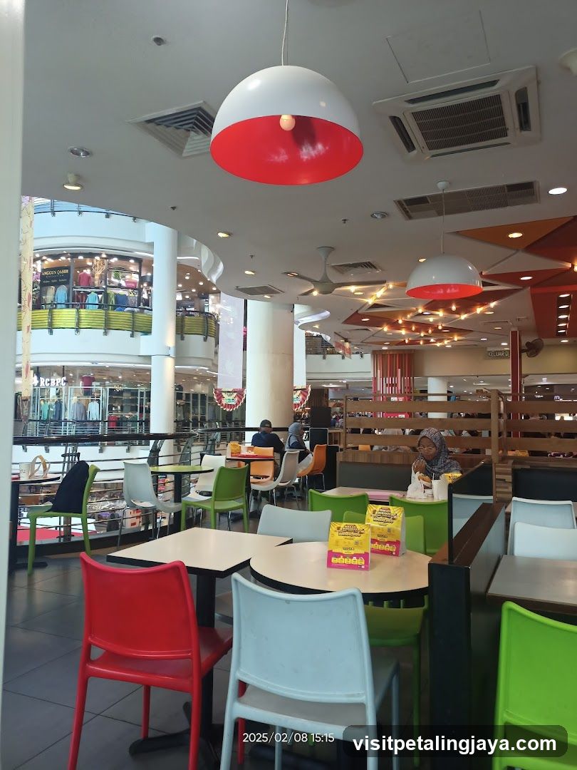 Restaurant Interior with Colorful Seating