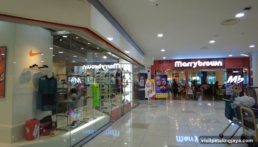 Mall Interior with Stores and Restaurant