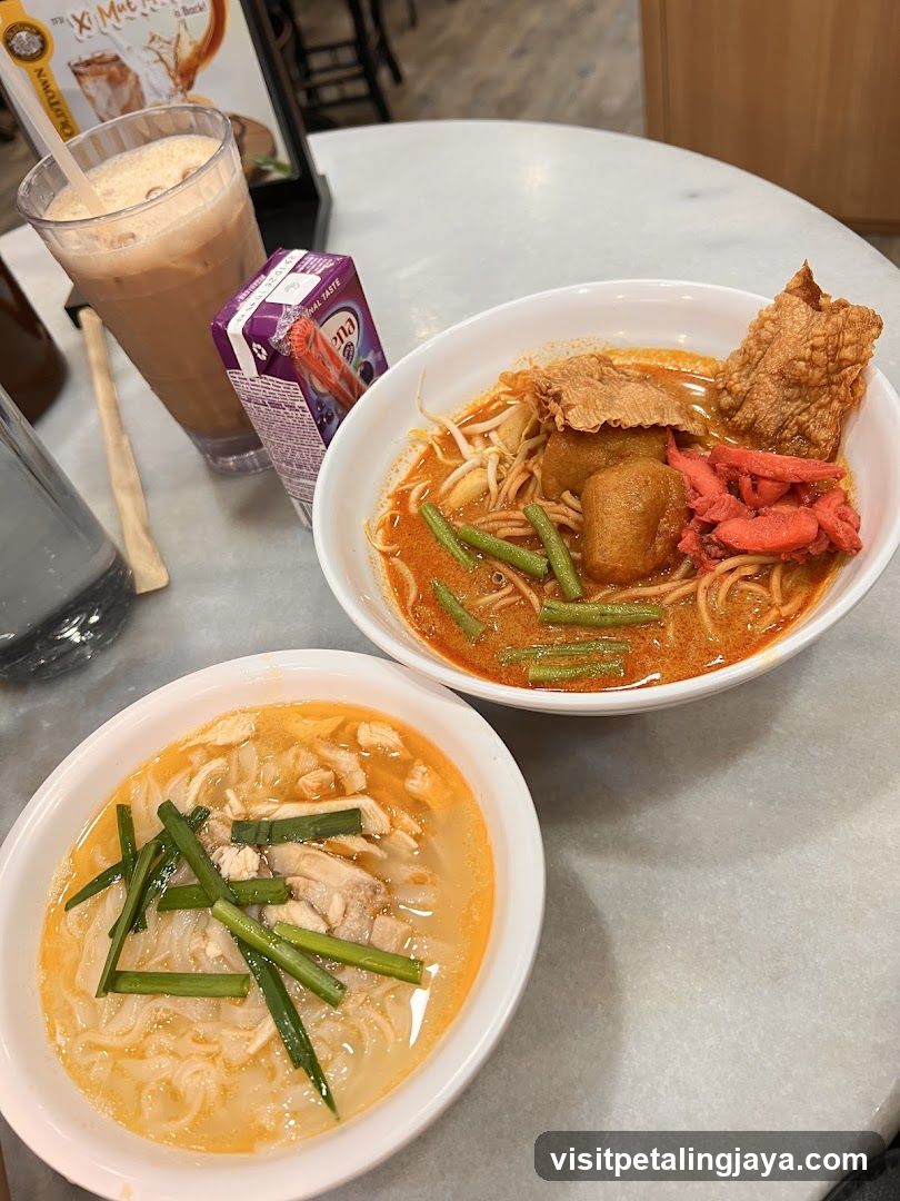 Two Bowls of Noodles and a Drink