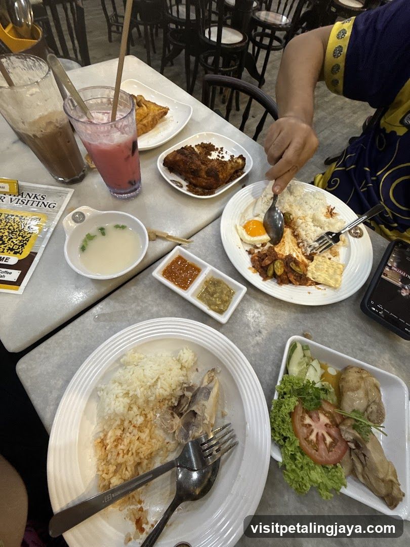 Table with food and drinks