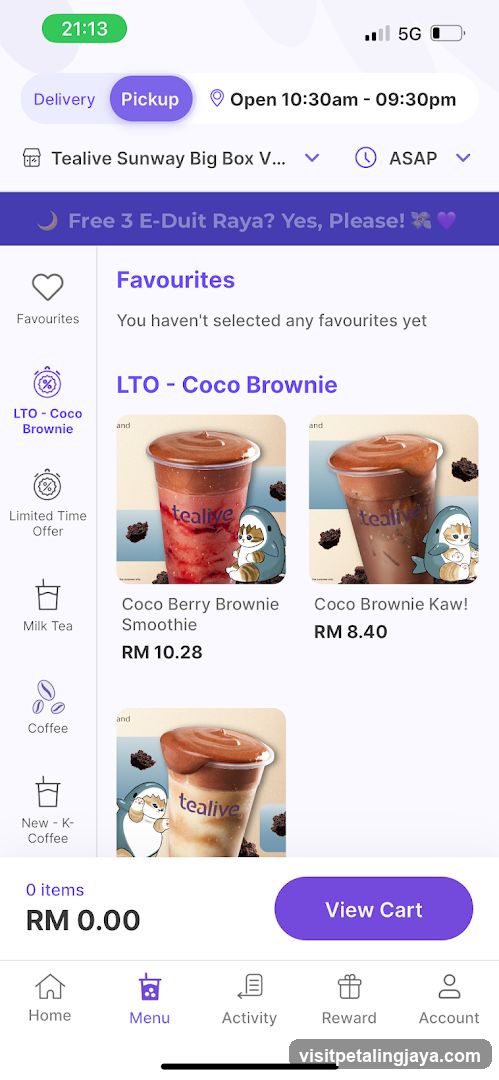 Tealive Menu