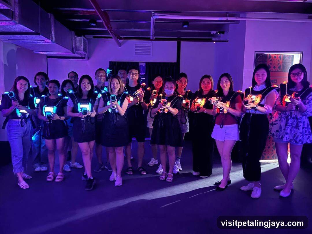 Group of people in laser tag vests