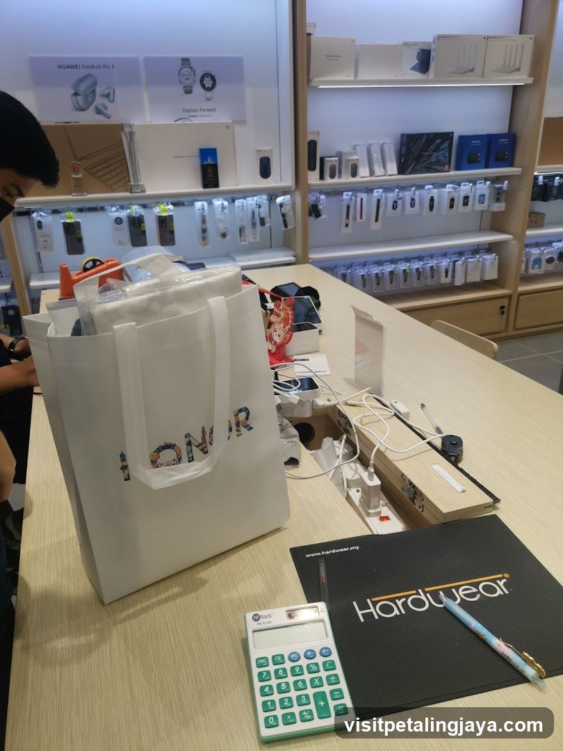 Store Display with Shopping Bag and Calculator