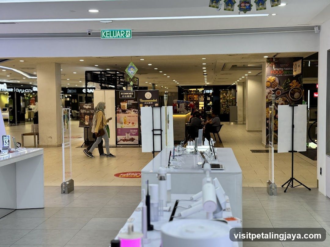 Mall Interior with Displays and Signage