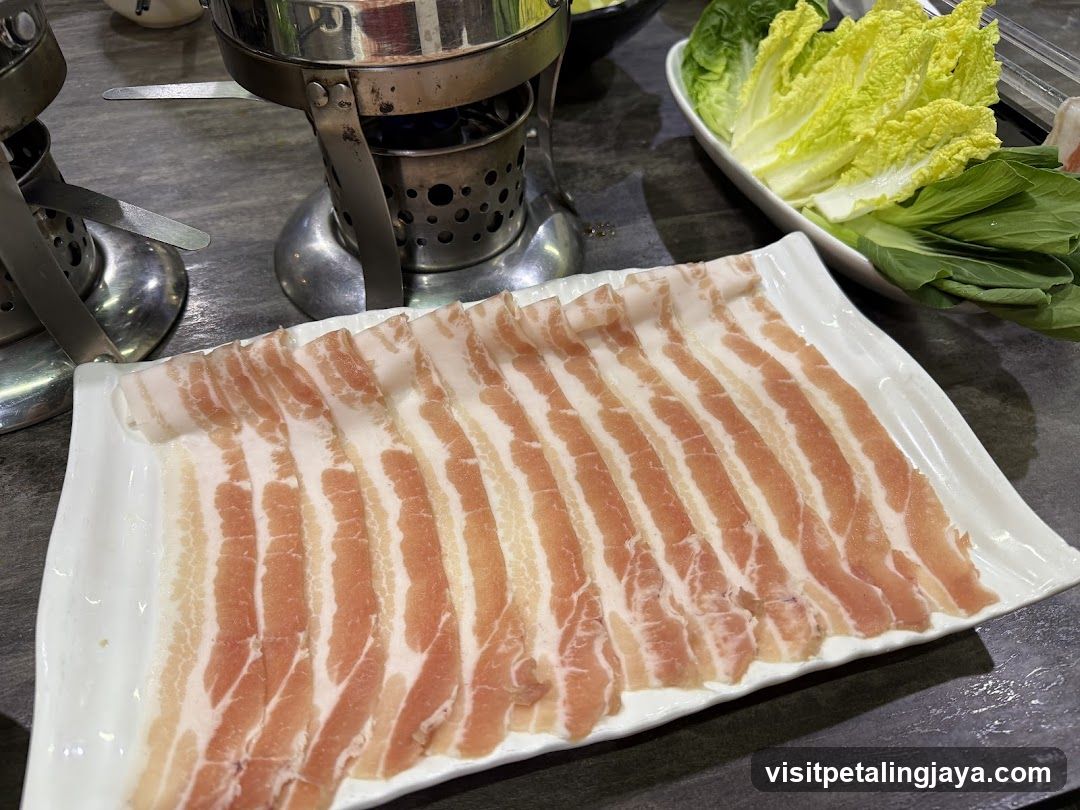 Thinly Sliced Pork Belly and Vegetables