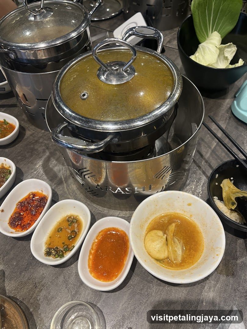 Hot Pot Meal with Dipping Sauces