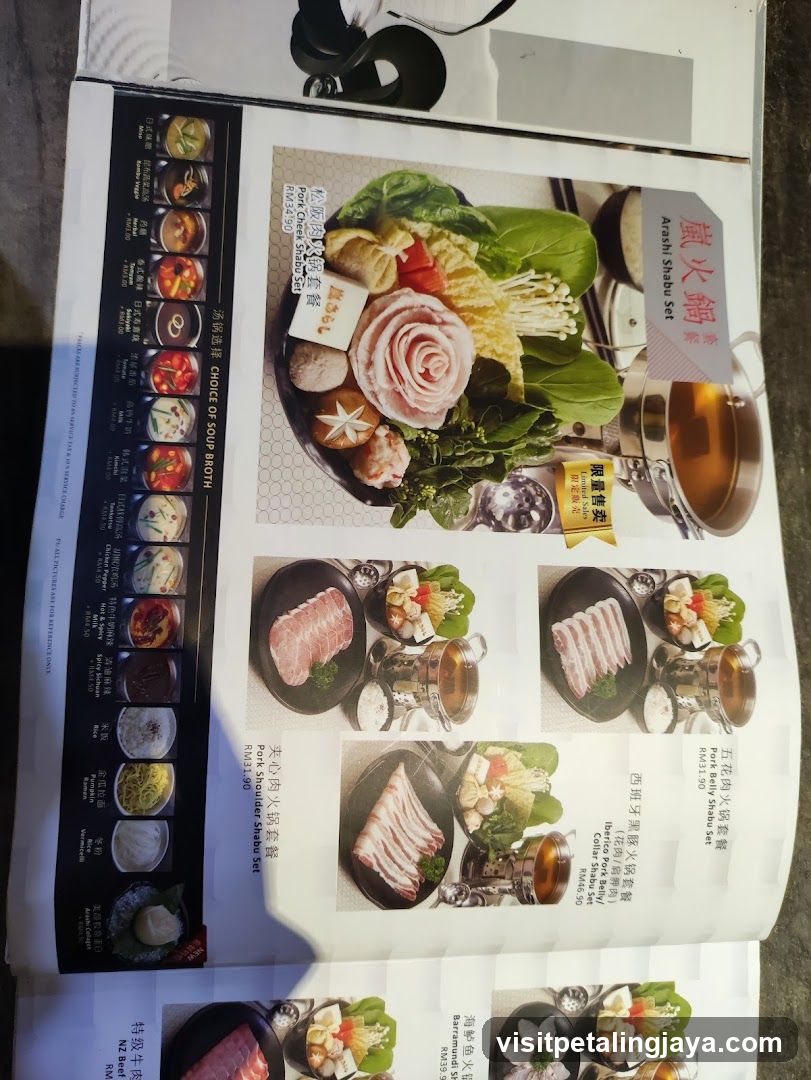 Arashi Shabu Set Menu