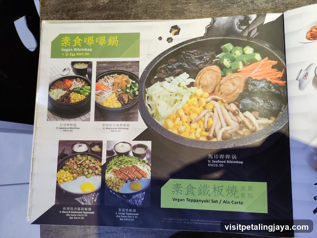 Vegan Bibimbap and Teppanyaki Menu