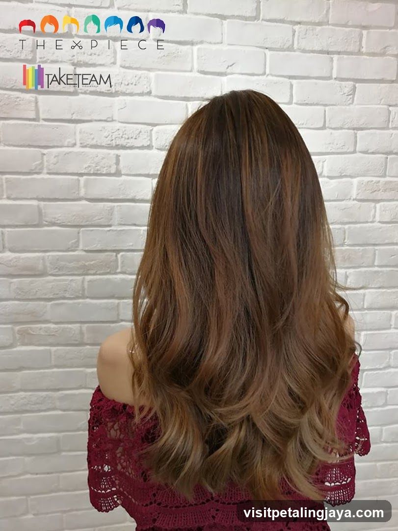 Woman with long, wavy brown hair