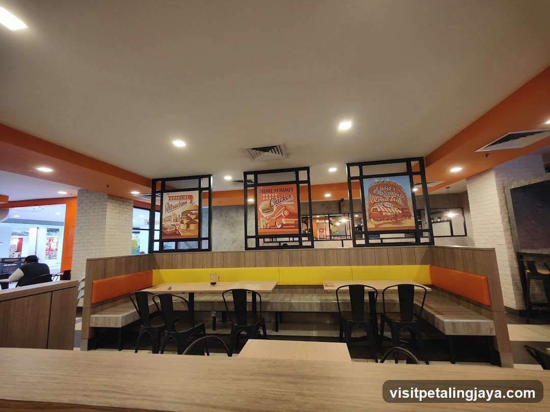 Diner Interior with Booth Seating and Vintage Advertisements