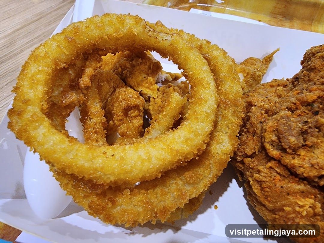 Fried Onion Rings and Chicken