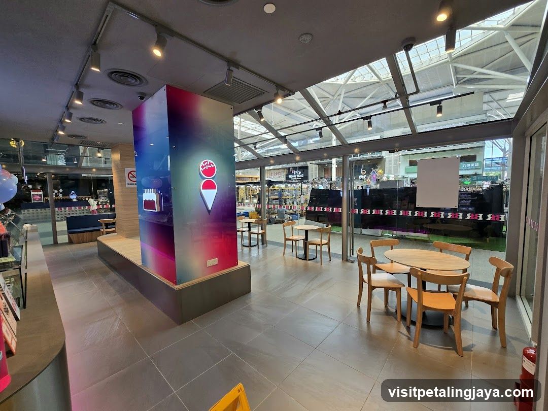 Modern Cafe Interior with Seating Area