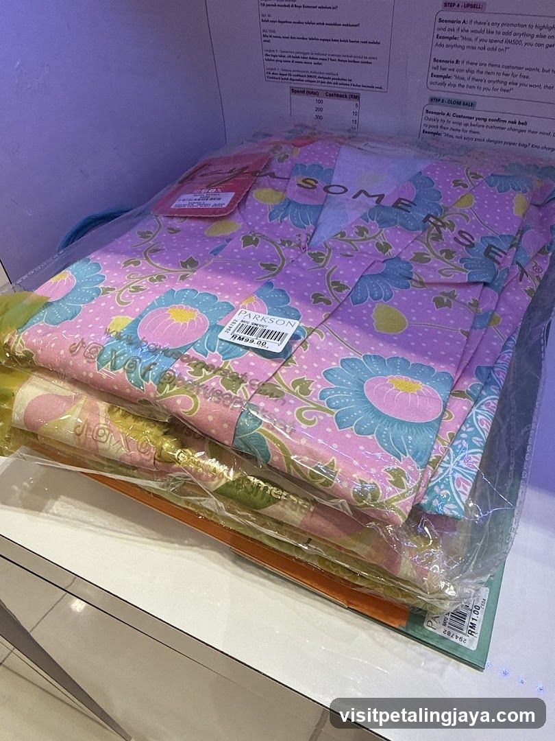 Packaged clothing with price tags