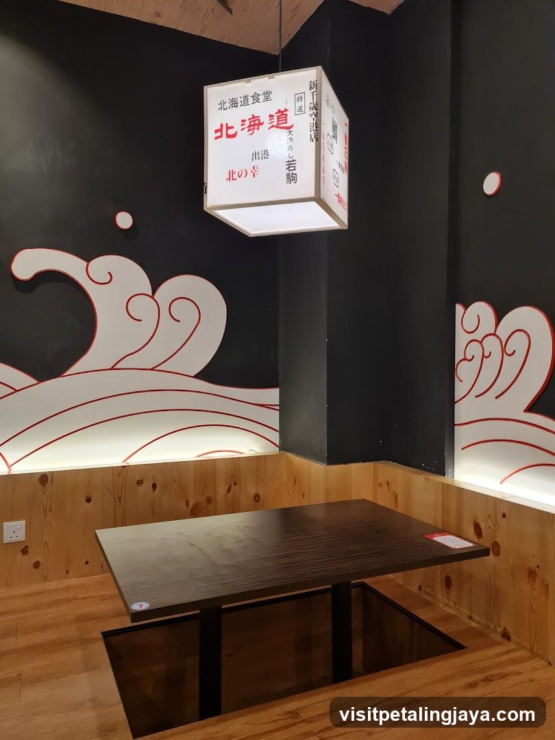 Restaurant Interior with Japanese Wave Decor