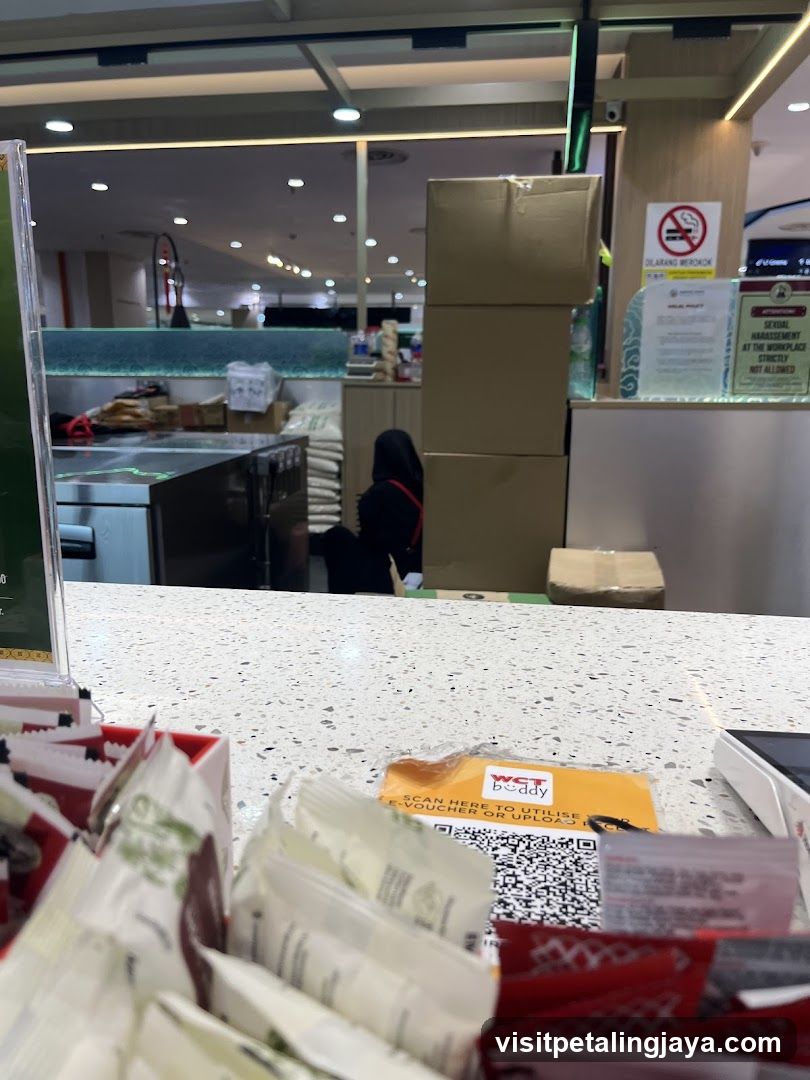 Counter with promotional materials