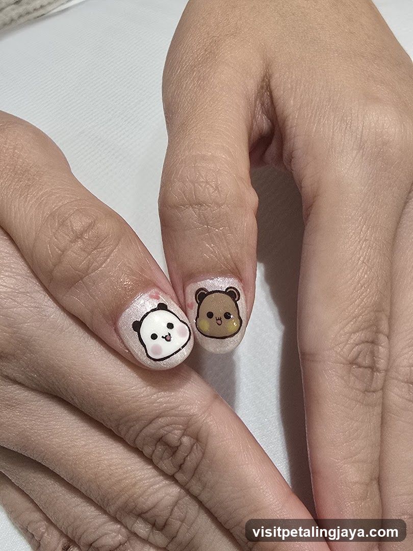 Cute Panda and Bear Nail Art