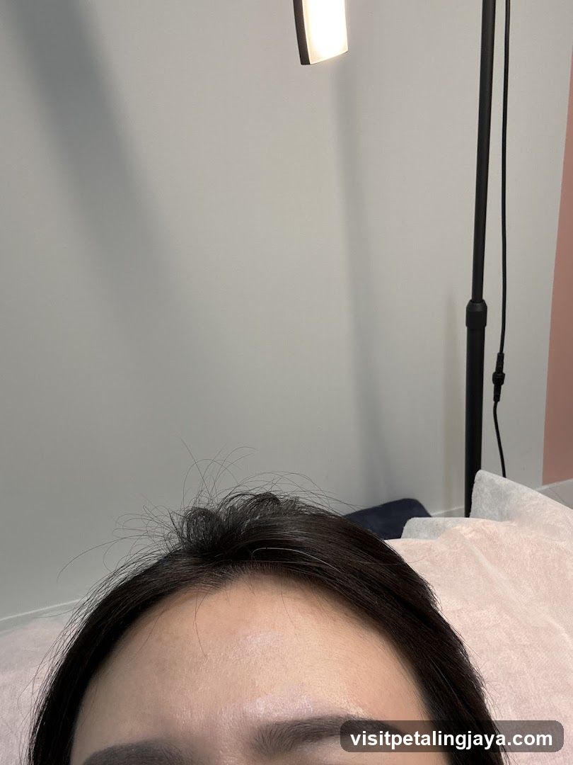 Close-up of a person's forehead and eyebrows