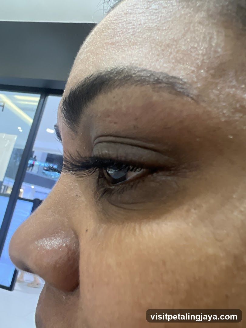 Close-up of a person's eye and nose