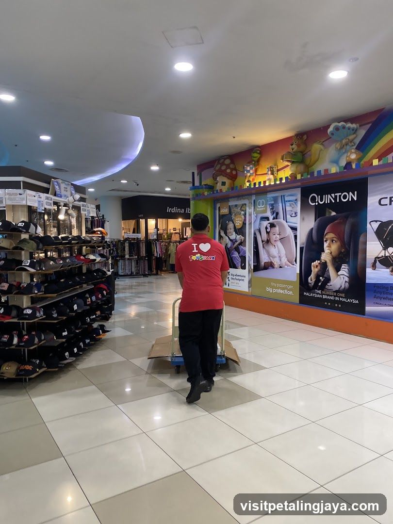 Store Interior with Man Pushing Cart