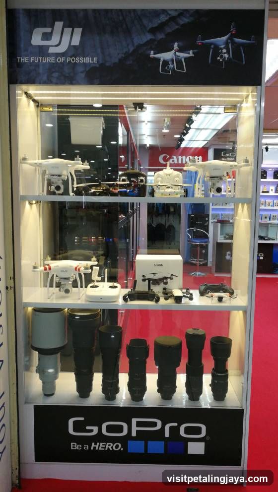 Drones and Camera Lenses Display