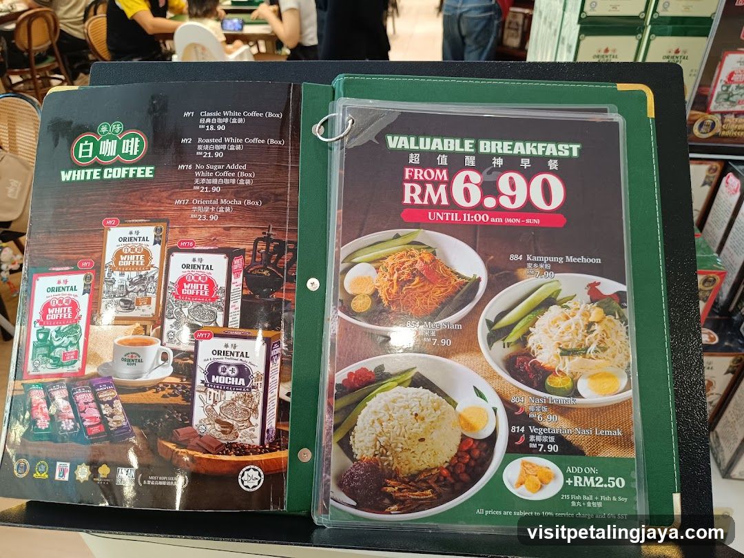 Oriental White Coffee Menu