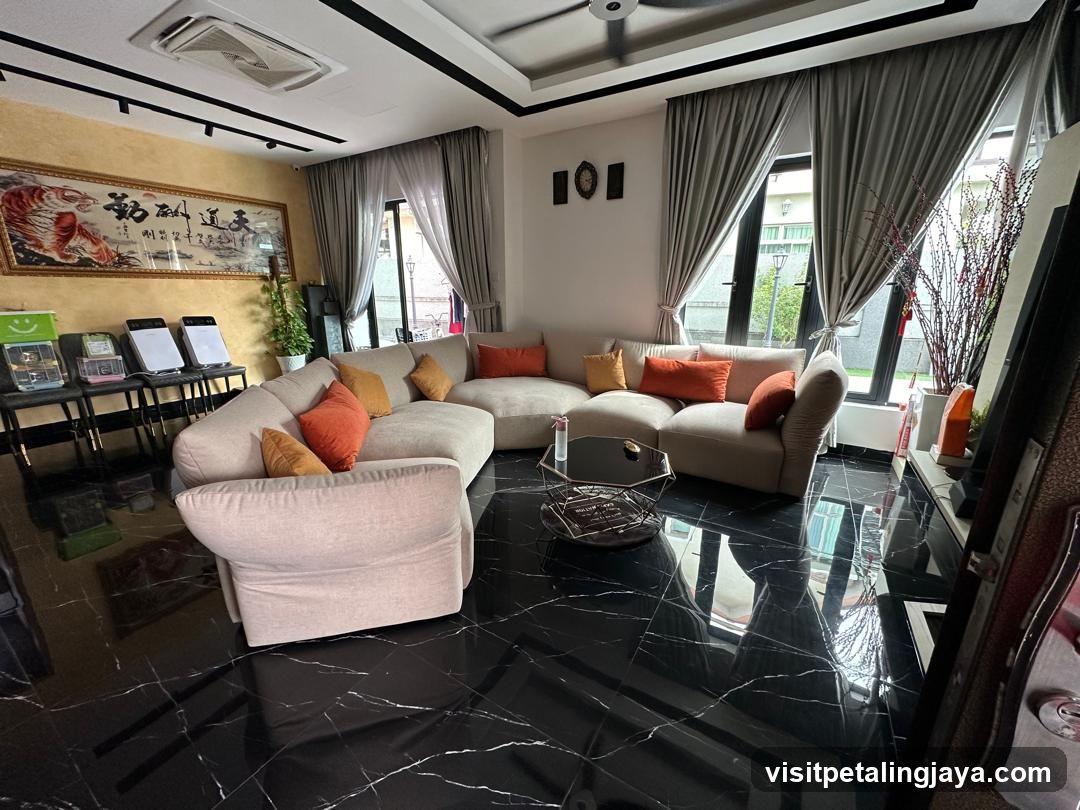 Modern Living Room with Tiger Artwork