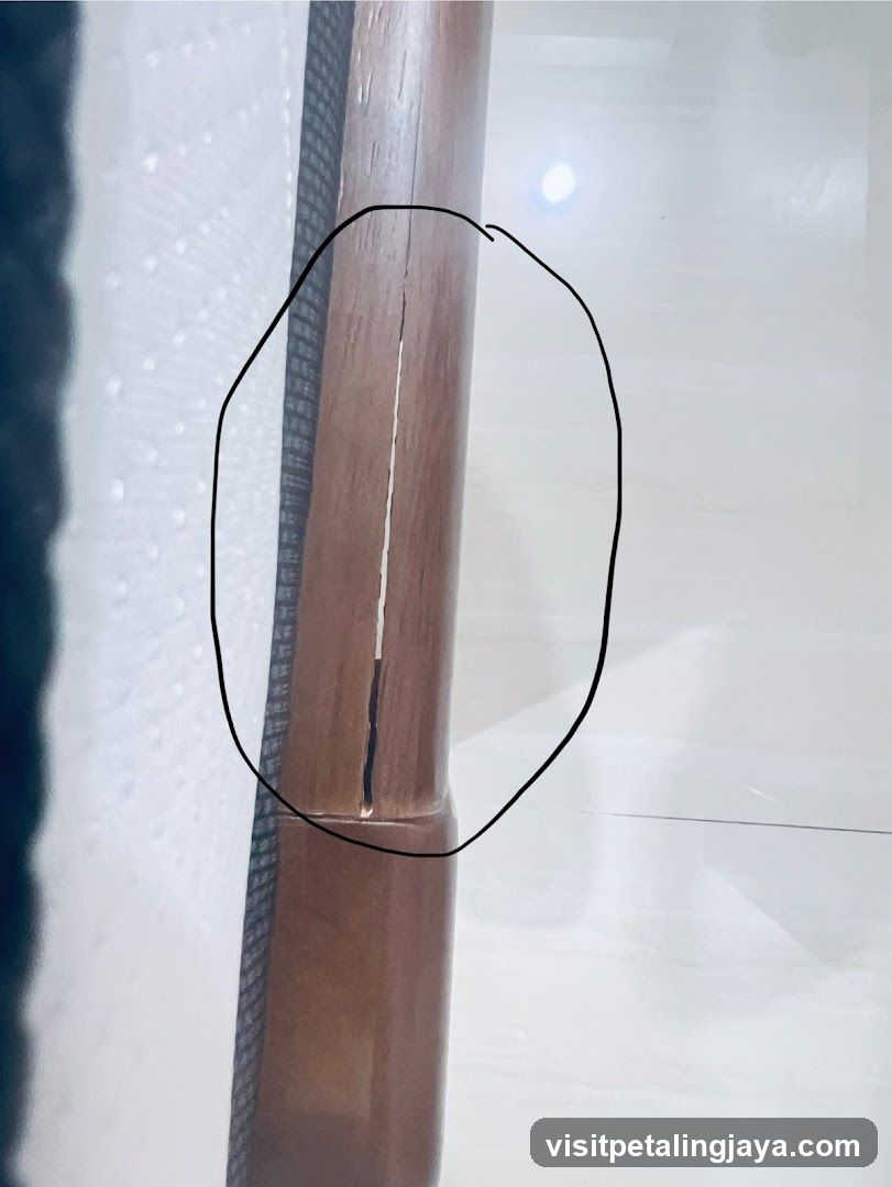 Cracked wooden pole