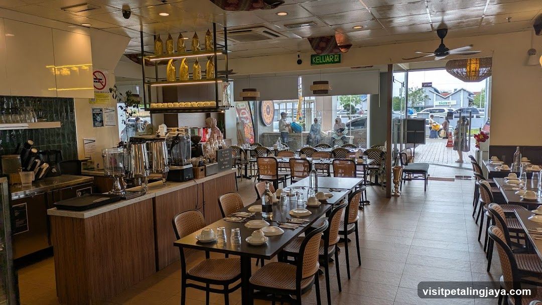 Restaurant Interior with Seating and Coffee Station