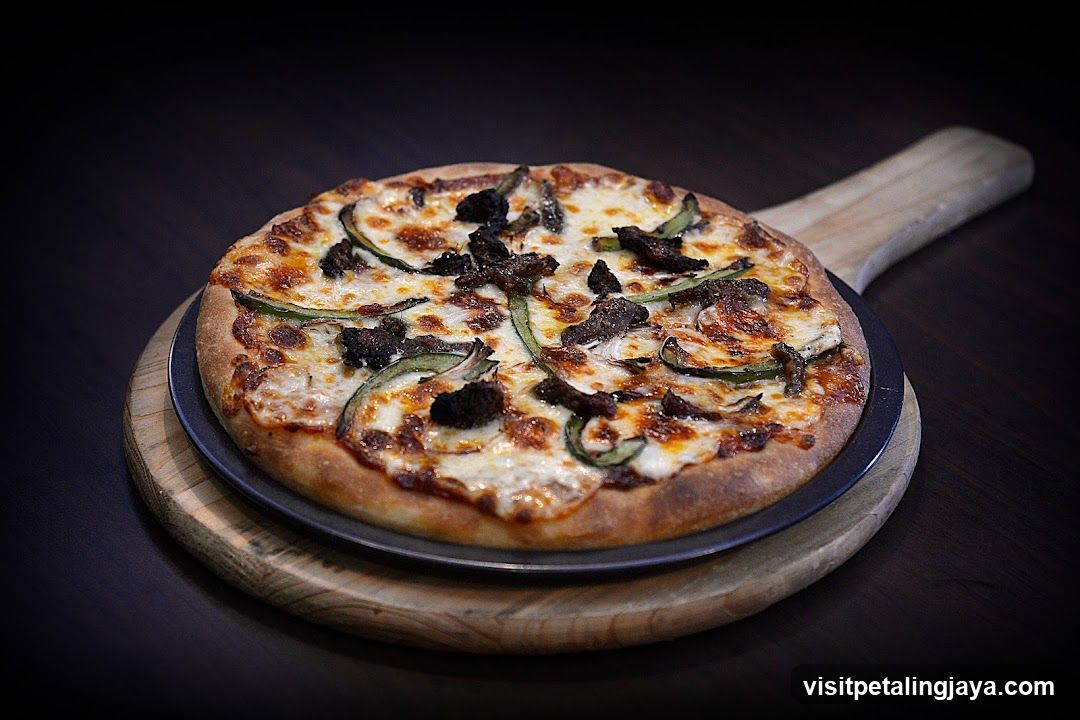 Pizza on a wooden board
