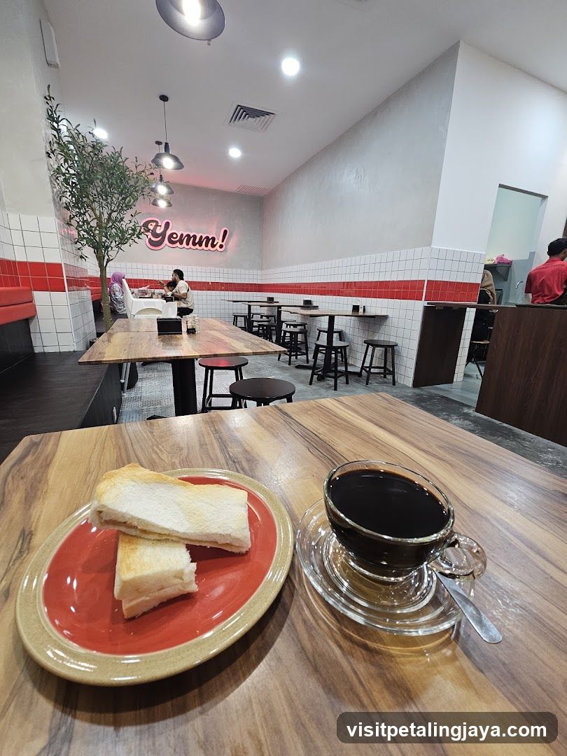 Cafe Interior with Toast and Coffee