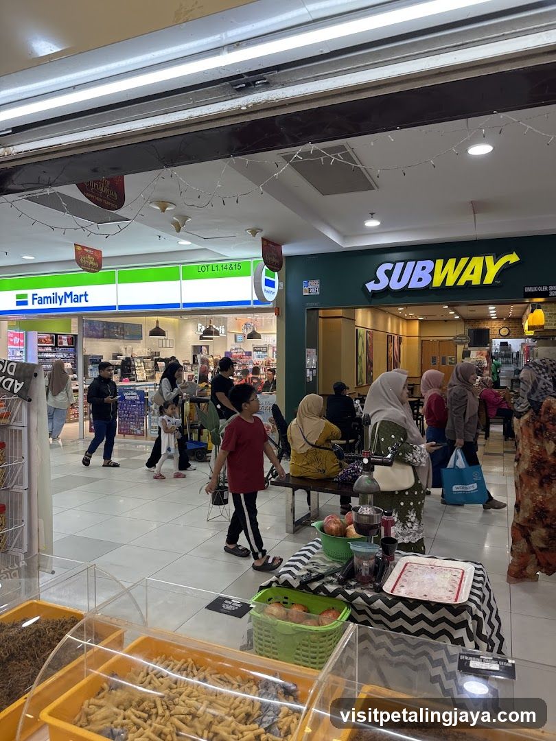 Mall interior with Subway and FamilyMart