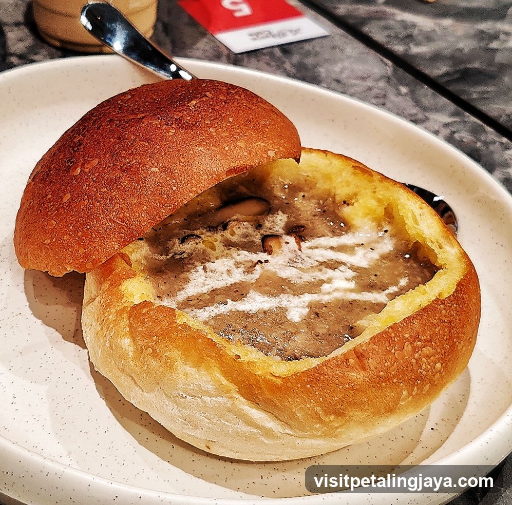 Mushroom Soup in Bread Bowl