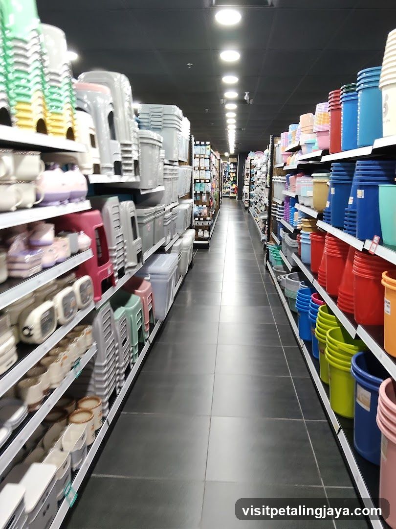 Aisle of Storage Containers and Buckets