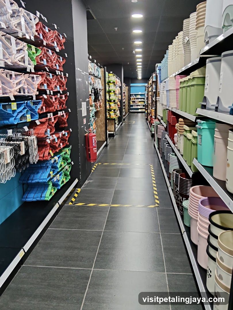 Aisle in a store with household items
