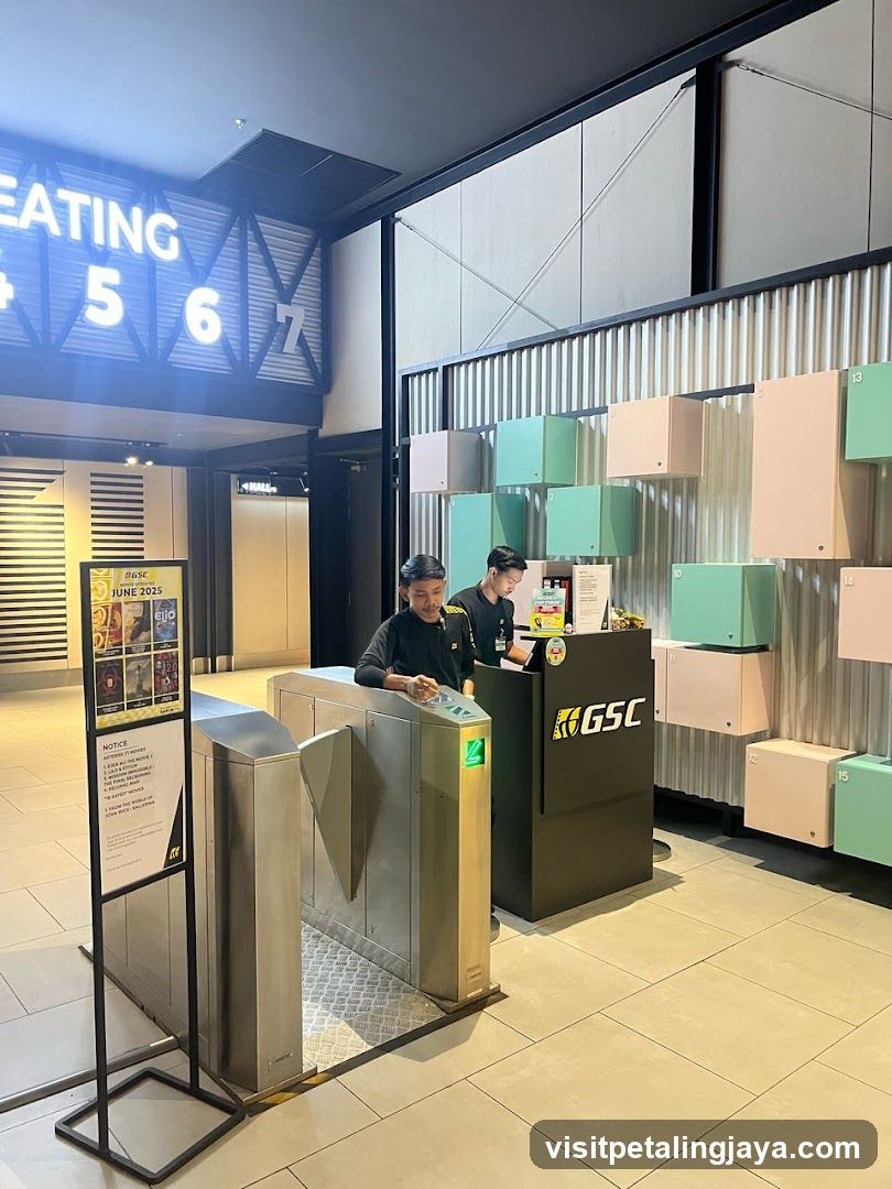 Cinema Entrance with Turnstiles and Staff