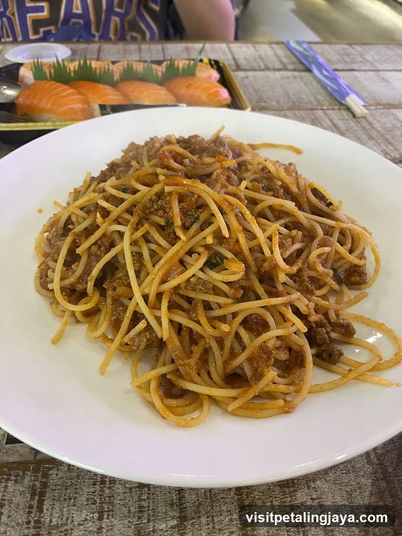 Spaghetti Bolognese and Sushi
