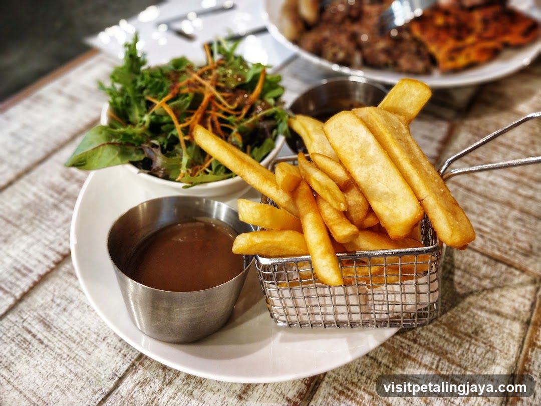 French Fries with Gravy and Salad