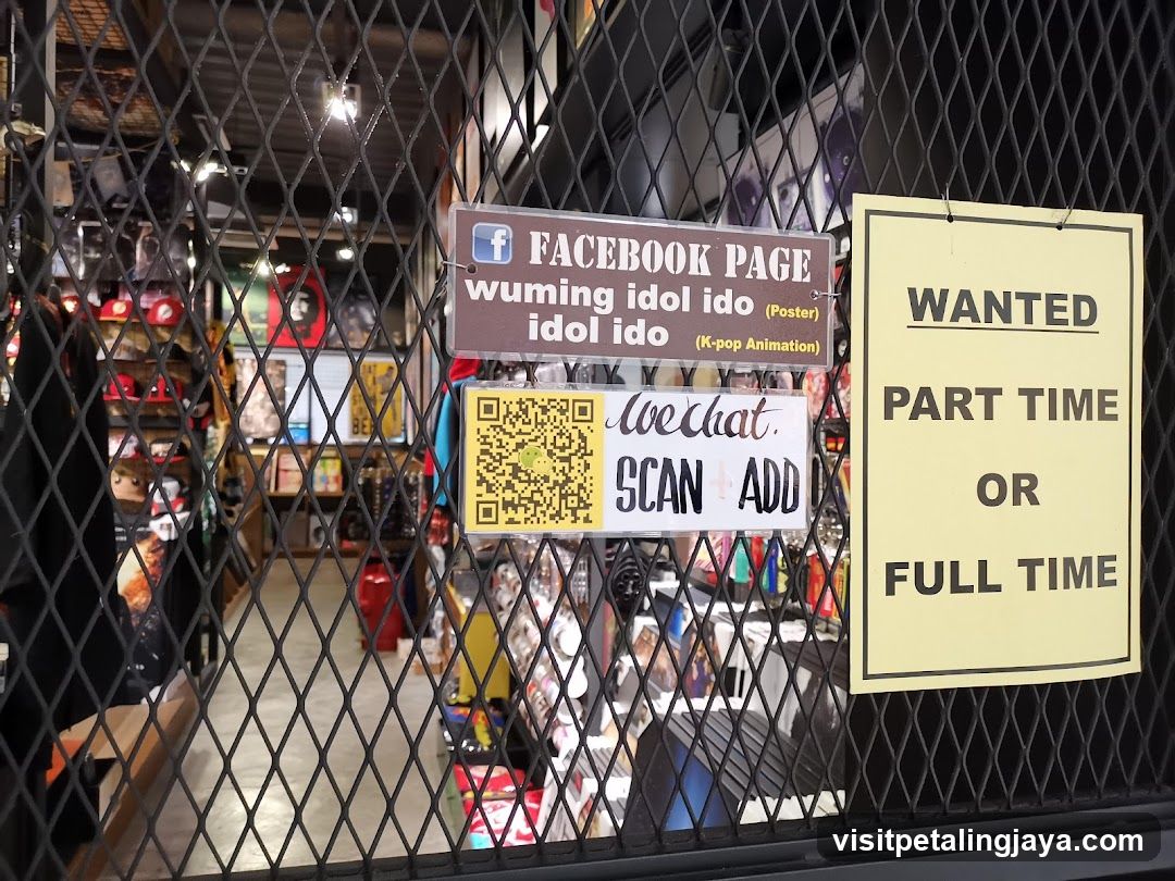 Storefront with promotional signs