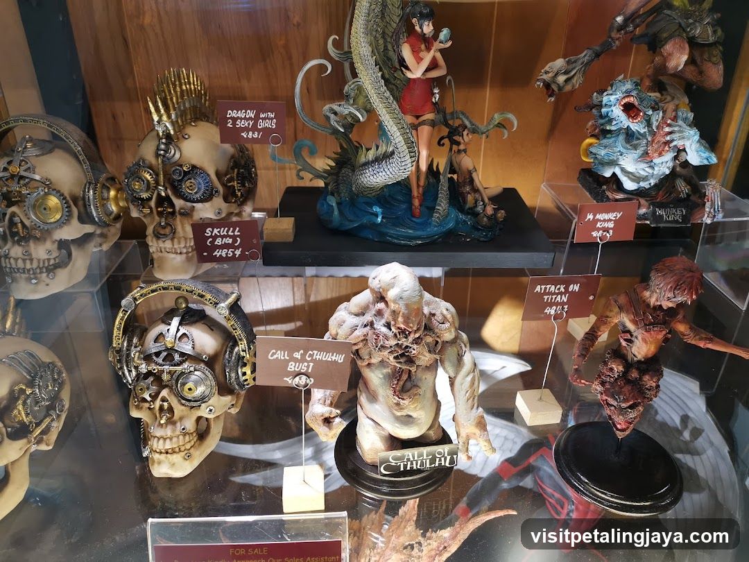 Store Display of Figurines and Skull Artifacts