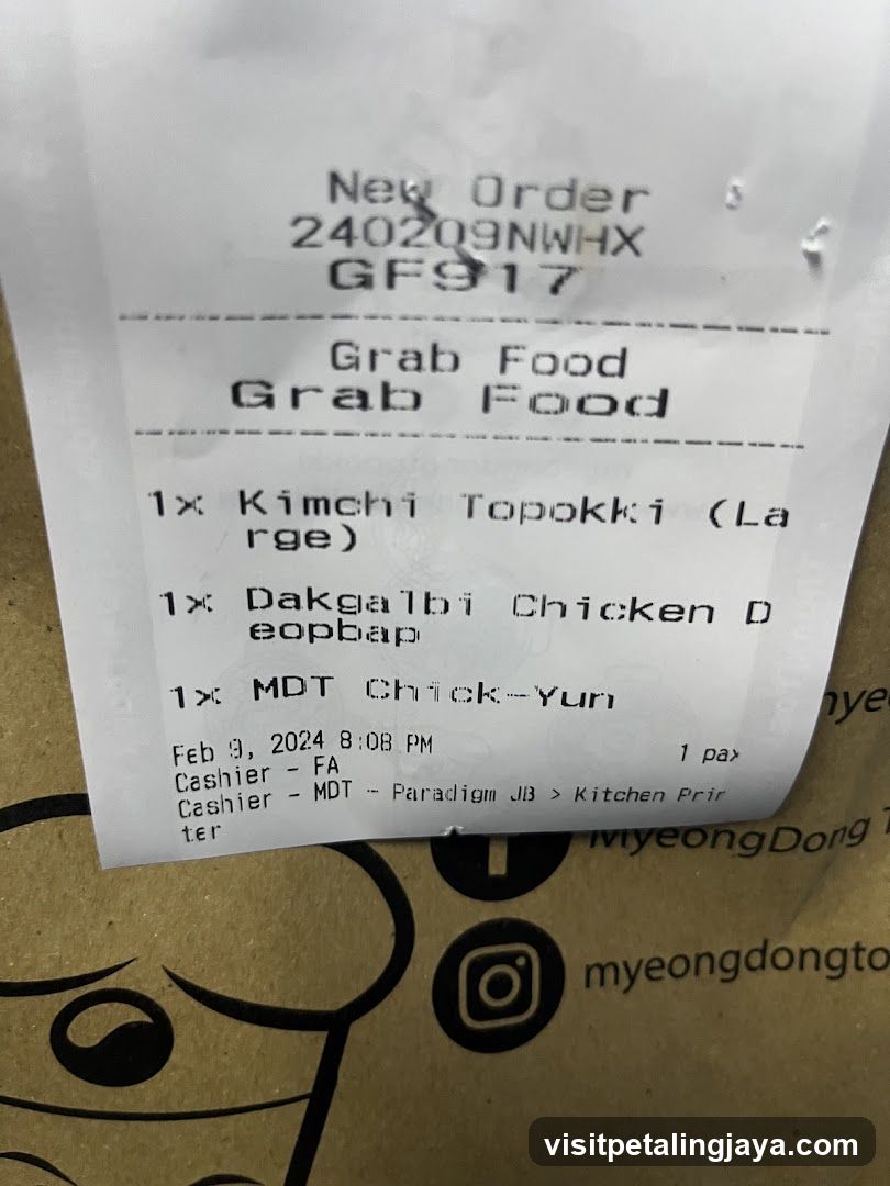 Grab Food Order Receipt
