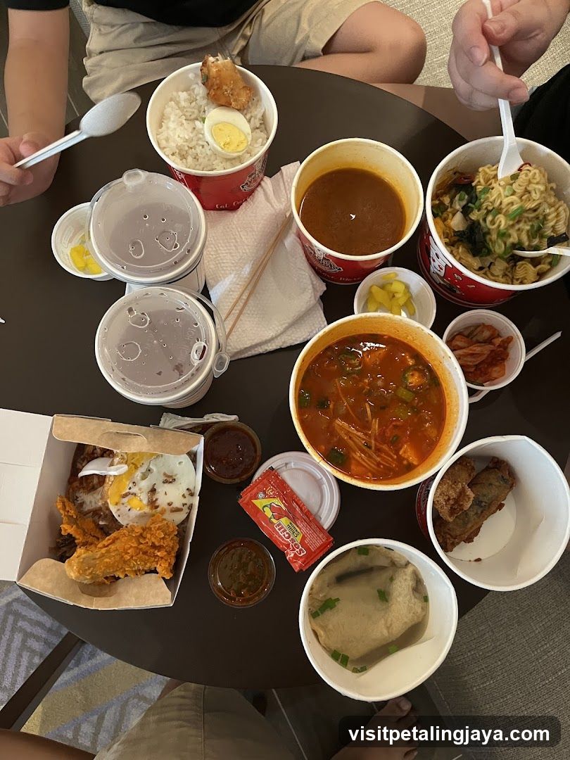 Table with food items
