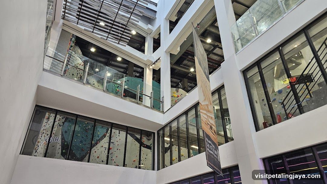 Interior of multi-level climbing facility