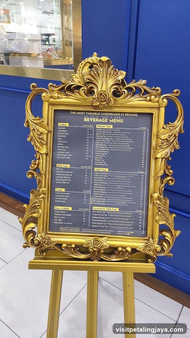 Beverage Menu at The Most Variable Cheesecake in Penang