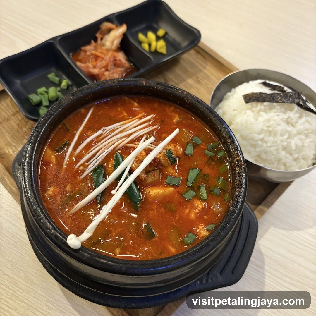Korean meal served on wooden tray