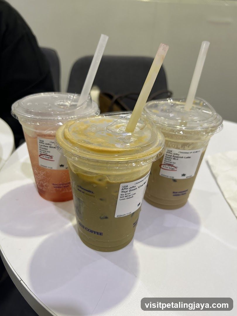 Three iced beverages on a table