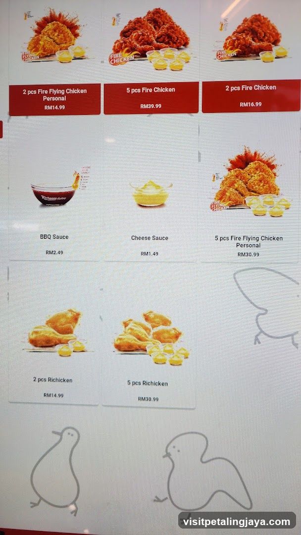 Richiken Fire Chicken Menu