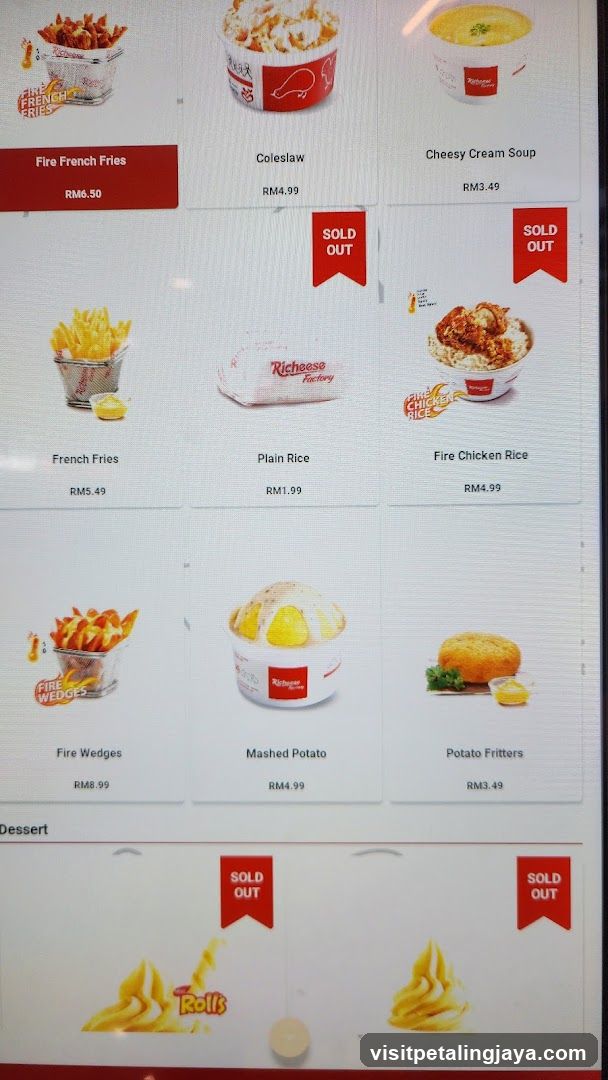 Richesees Factory Menu