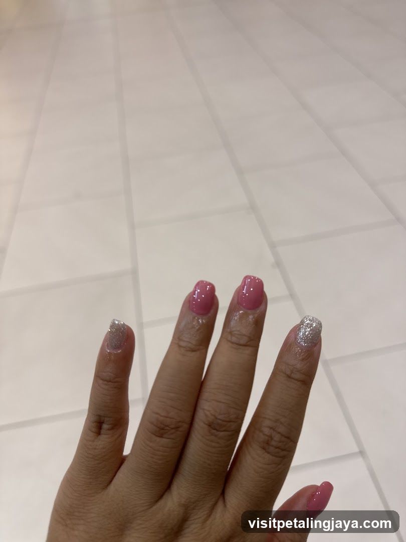 Pink and Silver Glitter Nails