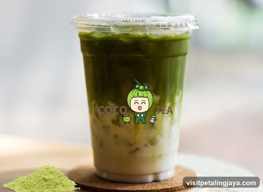 Matcha drink with logo